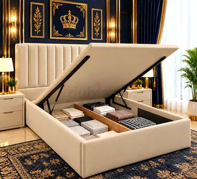 New Upholstered hydraulic Storage Bed queen size bed with Hydraulic bed Lift queen bed