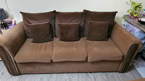 Sofa Set 3 + 2 + 1 for sell in excellent condition in brown colour . Perfect for Dining room