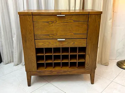 Crate and barrel Solid Wood Wine Cabinet with Storage Drawers