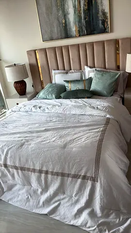 Queen sized - Modern Upholstered Bed Frame with Fluted Headboard