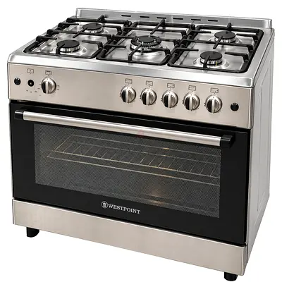 Stainless Steel 5-Burner Gas Cooker with Oven - Good Working Condition