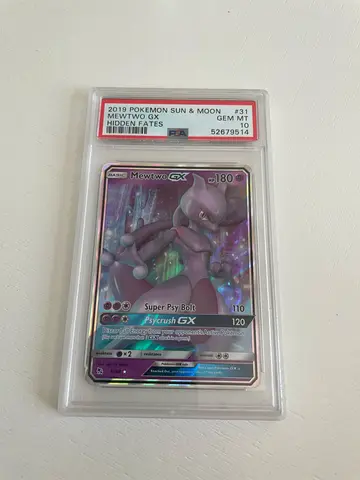 Gem mint psa 10 2019 sun & moon mewtwo gx hidden fates