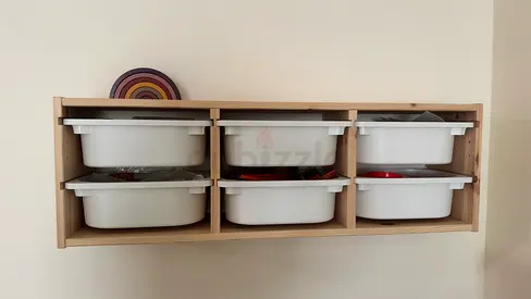 IKEA Trofast Wall-mounted storage unit with 6 sliding plastic bins - Like new