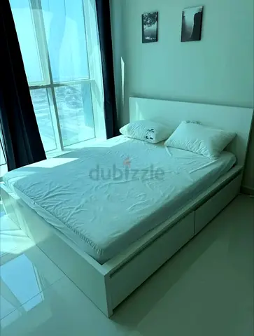 Ikea king size bed with mattress and storage drawers