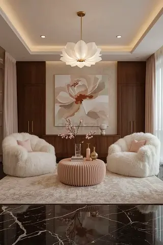 Luxury furry boucle could 2 chairs set