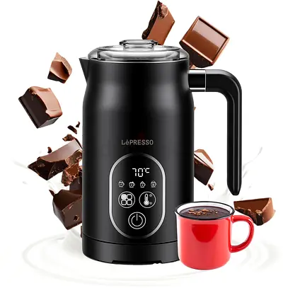 LePresso Electric Milk Frother, 4-in-1 Automatic Milk Steamer, Temperature Control Milk Warmer