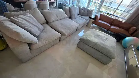 Looks perfect Condition 4 piece Pan Emirates Pianca sofa with footstool