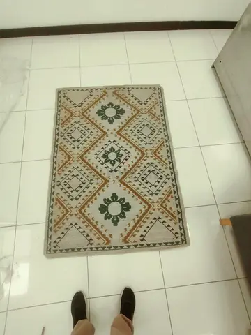 Boho Diamond Pattern Rug, Grey with Mustard and Green, 180 x 120 cm, JLT