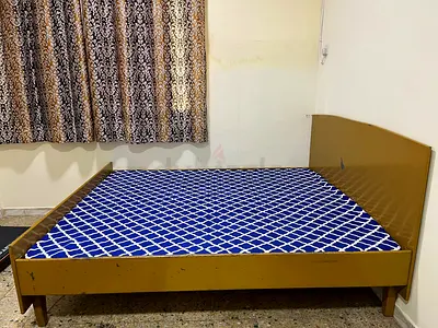 Solid wooden double bed frame with mattress - used, good structure