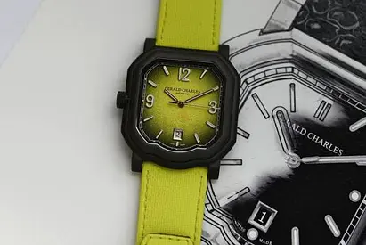 Gerald Charles green dial men's wristwatch with yellow strap limited edition tennis