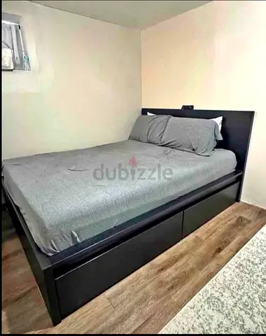 Ikea king size bed with mattress and storage drawers
