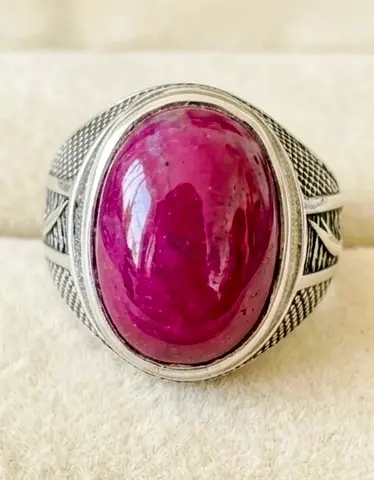 Natural Ruby (Yaqoot) Silver Ring