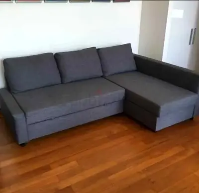 Grey L-shape Fabric Sofa with Chaise - Good Condition