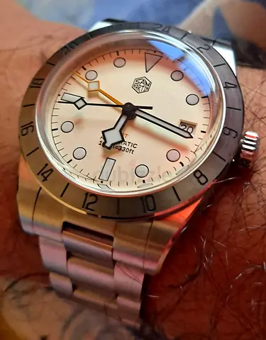 San Martin Men's Stainless Steel Automatic Watch — GMT-style, 150m