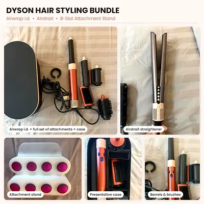 Dyson Airwrap i.d. + Dyson Airstrait + Attachment Stand – Full Bundle