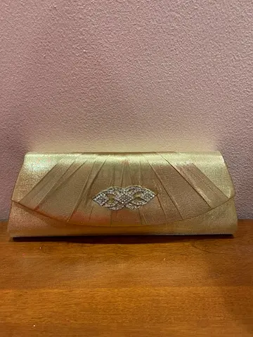 Gold Evening Clutch Bag with Rhinestone Detail - Brand New with tags