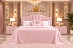 Brand new King size bed upholstered bed with scalloped headboard storage bed modern king bed frame