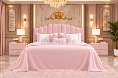 Brand new King size bed upholstered bed with scalloped headboard storage bed modern king bed frame