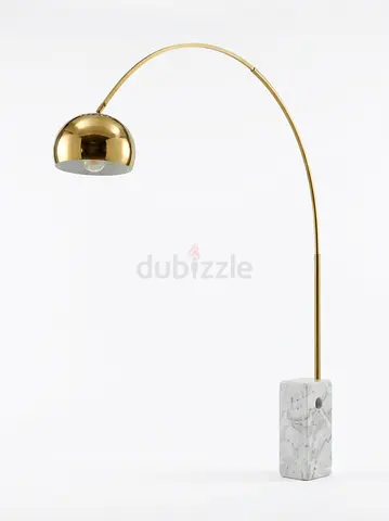 Gold Arc Floor Lamp with Marble Base - Modern Designer Lighting