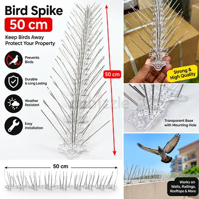 50cm Bird Spikes Anti-Perch Clear Stainless Steel Bird Deterrent Strip