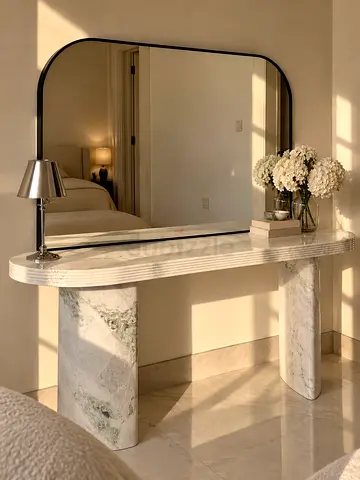 Marble console table with arched mirror - modern vanity