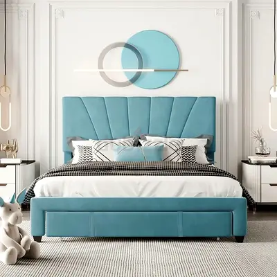 Brand New Blue colour 180*200 King size bed