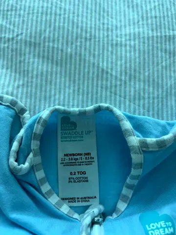 Light Blue Loveto Dream Newborn Swaddle Sleep Sack 0.2 TOG - Gently Used