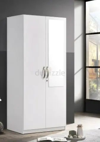 2-Door Wardrobe with Mirror and Lock