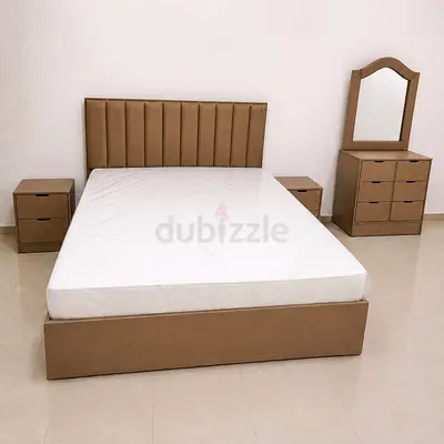 New Style king size bed with mattress 2 side table Dressing table for sale