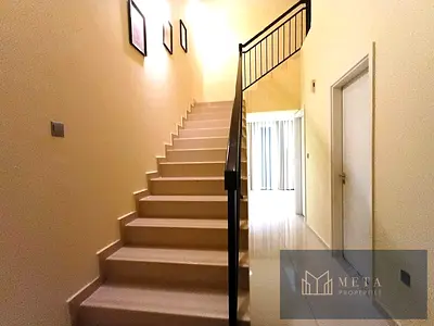 Best deal for spacious 3 bedrooms plus maid’s room with 5 bathrooms, cozy living room, closed kitchen and landscaped garden for rent at AED120,000