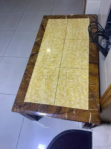 Marble-top Coffee Table with Brown Border