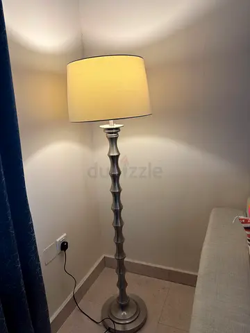 Home Centre Silver Floor Lamp with Fabric Shade