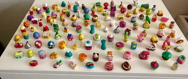 Large collection of assorted Shopkins small collectibles approximately 120 pieces .