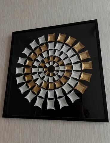 Framed 3D Metallic Wall Art – Gold & Silver Spiral Design