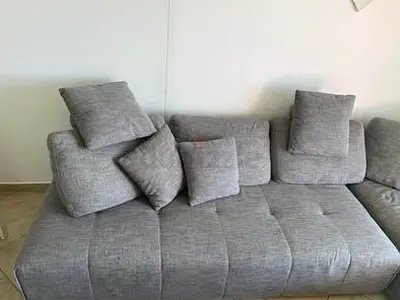 Home center Grey Fabric Corner Sofa with Cushions