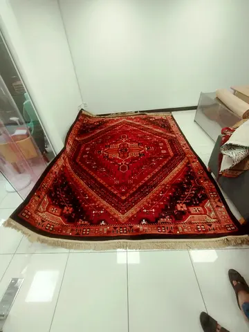Saryon Super Kashmir Rug, Red and Black Geometric Medallion, Made in Turkey, 350 x 250 cm, JLT