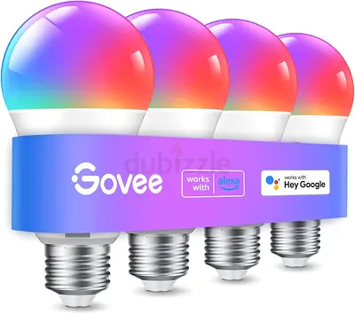 Govee LED Smart Light Bulb E27, RGBWW Dimmable, 800LM, Pack of 4 WLAN Lamp with 16 million DIY colou