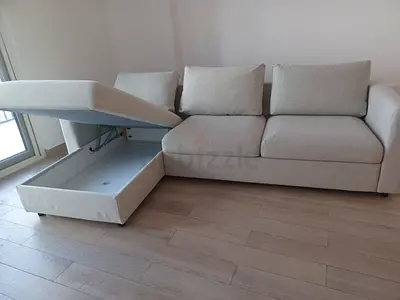Ikea vimle Beige 3-seater sofa bed with storage compartment - good condition