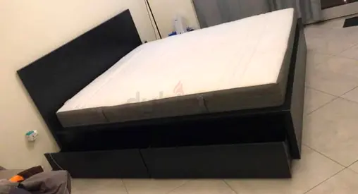 Ikea Queen size bed with mattress and storage drawers