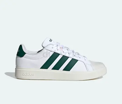 White Adidas Court Sneakers with Green Stripes - Men’s Size (Like New)