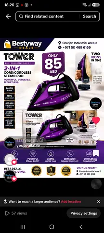 Tower 2-in-1 Cordless Steam Iron & Handheld Steamer - Used, Works Fine