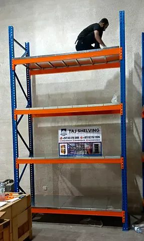 Racks and Shelves white color Heavy duty rack, Mezzanine floor, Supermarket Shelf,  Pallet racks,