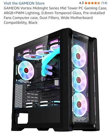 GAMEMON Vortex Mid-Tower Gaming PC Case with ARGB Front & Tempered Glass (original boxing)