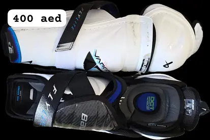 Bauer Vapor Senior Ice Hockey Shin Guards - Good Condition, Size Large