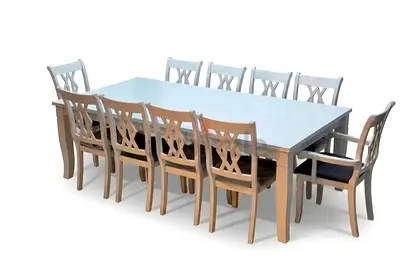 Solid wood Dinning Table With 10 chairs Available