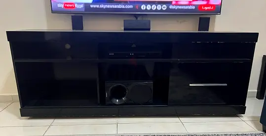 Black TV Entertainment Unit with Storage and Door