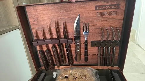 Tramontina Churrasco 20-piece BBQ Knife & Fork Set in Wooden Case