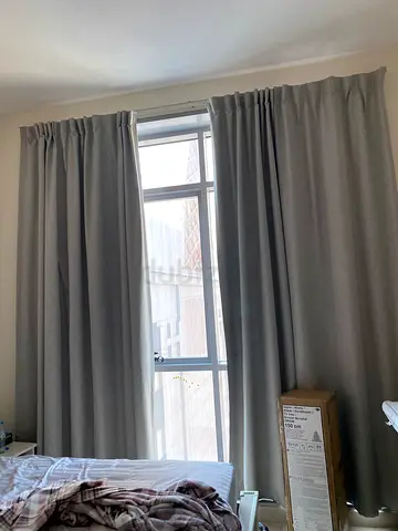 Grey blackout curtains - 6 curtains, set for 2 bedroom apartment -ROD INCLUDED