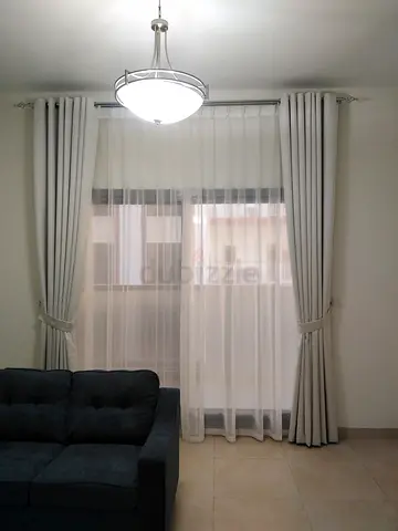 Per Meter Rod Design Curtains with Sheer