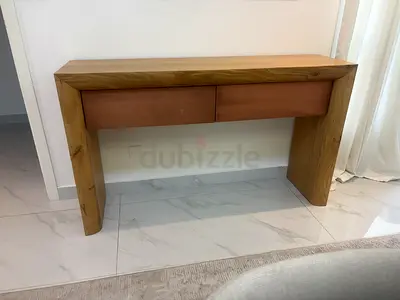 Crate and Barrel Pace Oak Wood Console Table with Drawers